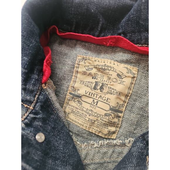 BARE FOX Denim Vest Men M Blue Retro Gorpcore Goth Cowboy Western Outdoor Y2K - Picture 3 of 11